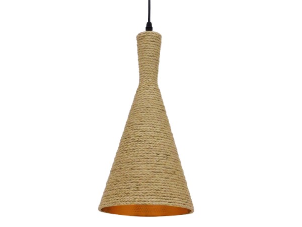 GLOBOSTAR® SHANGHAI 00918 Boho Κρεμαστό Φωτιστικό Οροφής με Ντουί 1 x E27 AC 220-240V IP20 - Μπεζ & Χρυσό - Μ19 x Π19 x Υ38cm