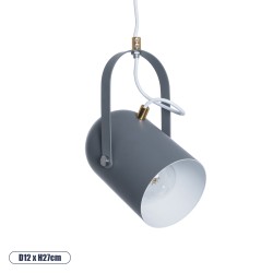 GLOBOSTAR® HAZEL 00925 Μοντέρνο Κρεμαστό Φωτιστικό Οροφής με Ντουί 1 x E27 AC 220-240V IP20 - Γκρι & Χρυσό - Μ12 x Π12 x Υ27cm