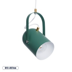 GLOBOSTAR® HAZEL 00928 Μοντέρνο Κρεμαστό Φωτιστικό Οροφής με Ντουί 1 x E27 AC 220-240V IP20 - Πράσινο & Χρυσό - Μ12 x Π12 x Υ27cm