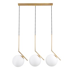 GLOBOSTAR® MONROE 00955 Μοντέρνο Κρεμαστό Φωτιστικό Οροφής με Ντουί 3 x E27 AC 220-240V IP20 - Χρυσό & Λευκό - Μ74 x Π25 x Υ50cm