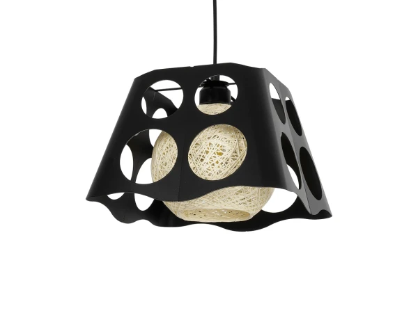GLOBOSTAR® CARTER 00962 Μοντέρνο Κρεμαστό Φωτιστικό Οροφής με Ντουί 1 x E27 AC 220-240V IP20 - Μαύρο & Μπεζ - Μ28 x Π28 x Υ22cm