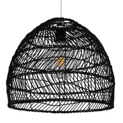 GLOBOSTAR® MALIBU 00969 Boho Κρεμαστό Φωτιστικό Οροφής με Ντουί 1 x E27 AC 220-240V IP20 - Μαύρο - Μ40 x Π40 x Υ35cm