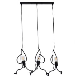 GLOBOSTAR® LITTLE MAN 00980 Μοντέρνο Κρεμαστό Φωτιστικό Οροφής με Ντουί 3 x E27 AC 220-240V IP20 - Μαύρο - Μ70 x Π10 x Υ105cm