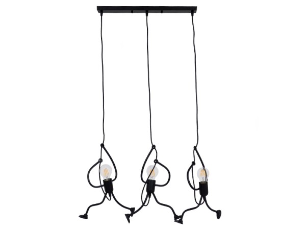 GLOBOSTAR® LITTLE MAN 00980 Μοντέρνο Κρεμαστό Φωτιστικό Οροφής με Ντουί 3 x E27 AC 220-240V IP20 - Μαύρο - Μ70 x Π10 x Υ105cm GLOBOSTAR® LITTLE MAN 00980 Μοντέρνο Κρεμαστό Φωτιστικό Οροφής με Ντουί 3 x E27 AC 220-240V IP20 - Μαύρο - Μ70 x Π10 x Υ105cm