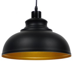GLOBOSTAR® ANDY 01000 Μοντέρνο Κρεμαστό Φωτιστικό Οροφής με Ντουί 1 x E27 AC 220-240V IP20 - Μαύρο & Χρυσό - Μ35 x Π35 x Υ28cm