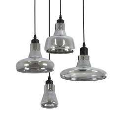 GLOBOSTAR® FEMINE 01011 Μοντέρνο Κρεμαστό Φωτιστικό Οροφής με Ντουί 4 x E27 AC 220-240V IP20 - Γκρι & Μαύρο - Μ70 x Π70 x Y24.5cm - Σετ 4 Τεμαχίων