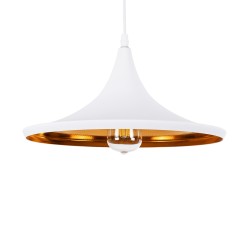 GLOBOSTAR® SHANGHAI 01026-B Μοντέρνο Κρεμαστό Φωτιστικό Οροφής με Ντουί 1 x E27 AC 220-240V IP20 - Λευκό & Χρυσό - Μ37 x Π37 x Υ17cm