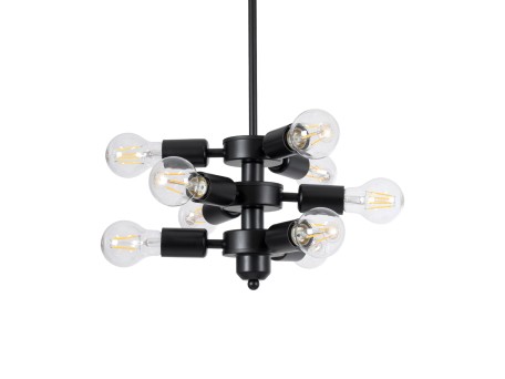 GLOBOSTAR® DELIR 01035 Μοντέρνο Φωτιστικό Οροφής με Ντουί 9 x E27 AC 220-240V IP20 - Μαύρο - Μ24 x Π24 x Υ23cm