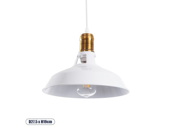 GLOBOSTAR® ANER 01072 Vintage Κρεμαστό Φωτιστικό Οροφής με Ντουί 1 x E27 AC 220-240V IP20 - Λευκό & Χρυσό - Μ27.5 x Π27.5 x Υ19cm GLOBOSTAR® ANER 01072 Vintage Κρεμαστό Φωτιστικό Οροφής με Ντουί 1 x E27 AC 220-240V IP20 - Λευκό & Χρυσό - Μ27.5 x Π27.5 x Υ19cm
