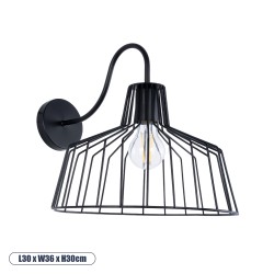 GLOBOSTAR® TRIUMPH 01117 Vintage Φωτιστικό Τοίχου - Απλίκα με Ντουί 1 x E27 AC 220-240V IP20 - Μαύρο - Μ30 x Π36 x Υ30cm