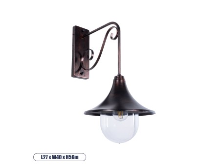 GLOBOSTAR® ANNIEL 01124 Vintage Φωτιστικό Τοίχου - Απλίκα με Ντουί 1 x E27 AC 220-240V IP20 - Χάλκινο - Μ27 x Π40 x Υ56cm