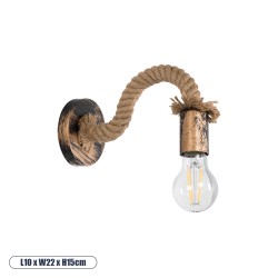 GLOBOSTAR® DAKER 01126 Vintage Φωτιστικό Τοίχου - Απλίκα με Ντουί 1 x E27 AC 220-240V IP20 - Χάλκινο Εφέ Σκουριάς & Μπεζ - Μ10 x Π22 x Υ15cm