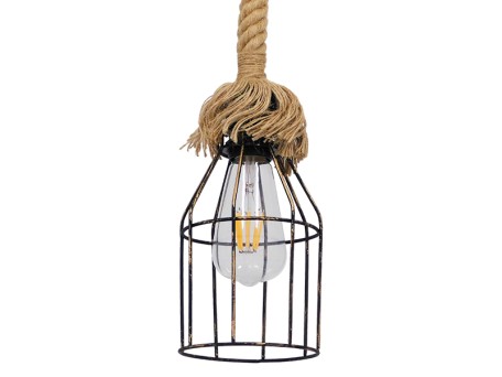 GLOBOSTAR® LAICO 01129 Vintage Κρεμαστό Φωτιστικό Οροφής με Ντουί 1 x E27 AC 220-240V IP20 - Μπρούτζινο & Μπεζ - Μ12 x Π12 x Υ100cm