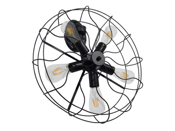GLOBOSTAR® FAN 01163 Vintage Φωτιστικό Τοίχου - Απλίκα με Ντουί 5 x E27 AC 220-240V IP20 - Μαύρο - Μ22 x Π46 x Υ46cm GLOBOSTAR® FAN 01163 Vintage Φωτιστικό Τοίχου - Απλίκα με Ντουί 5 x E27 AC 220-240V IP20 - Μαύρο - Μ22 x Π46 x Υ46cm