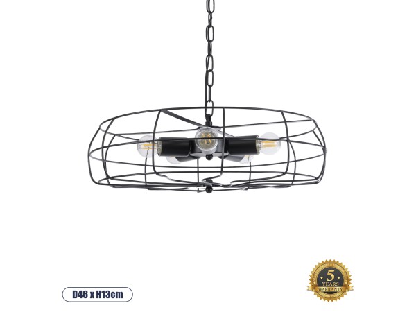 GLOBOSTAR® HELIX 01164 Vintage Κρεμαστό Φωτιστικό Οροφής με Ντουί 5 x E27 AC 220-240V IP20 - Μαύρο - Μ46 x Π46 x Υ13cm GLOBOSTAR® HELIX 01164 Vintage Κρεμαστό Φωτιστικό Οροφής με Ντουί 5 x E27 AC 220-240V IP20 - Μαύρο - Μ46 x Π46 x Υ13cm