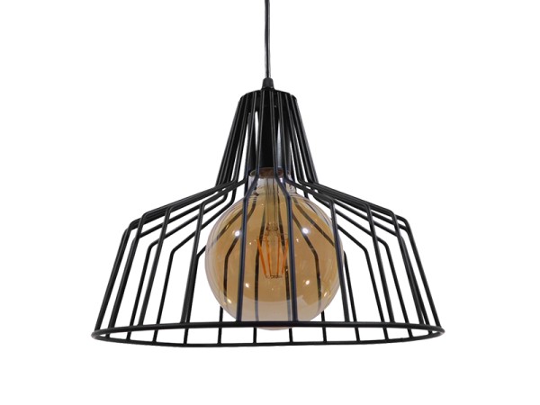 GLOBOSTAR® TERE 01165 Vintage Κρεμαστό Φωτιστικό Οροφής με Ντουί 1 x E27 AC 220-240V IP20 - Μαύρο - Μ30 x Π30 x Υ25cm