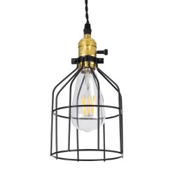 GLOBOSTAR® GALOT 01179 Vintage Κρεμαστό Φωτιστικό Οροφής με Ντουί 1 x E27 AC 220-240V IP20 - Μαύρο & Χρυσό - Μ13.5 x Π13.5 x Y16cm