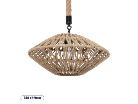 GLOBOSTAR® DOGMA 01187 Boho Κρεμαστό Φωτιστικό Οροφής με Ντουί 1 x E27 AC 220-240V IP20 - Μπεζ - Μ40 x Π40 x Υ20cm