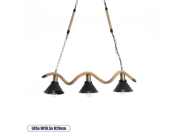 GLOBOSTAR® TYMEN 01189 Boho Κρεμαστό Φωτιστικό Οροφής με Ντουί 3 x E27 AC 220-240V IP20 - Μαύρο & Μπεζ - Μ85 x Π18.5 x Υ20cm GLOBOSTAR® TYMEN 01189 Boho Κρεμαστό Φωτιστικό Οροφής με Ντουί 3 x E27 AC 220-240V IP20 - Μαύρο & Μπεζ - Μ85 x Π18.5 x Υ20cm