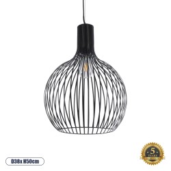 GLOBOSTAR® SCANDI 01266 Μοντέρνο Κρεμαστό Φωτιστικό Οροφής με Ντουί 1 x E27 AC 220-240V IP20 - Μαύρο - Μ38 x Π38 x Υ50cm