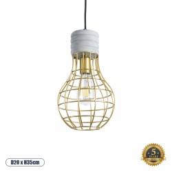 GLOBOSTAR® DURANT 01325 Μοντέρνο Κρεμαστό Φωτιστικό Οροφής με Ντουί 1 x E27 AC 220-240V IP20 - Γκρι & Χρυσό - Μ20 x Π20 x Υ35cm