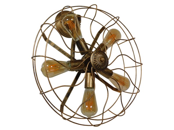 GLOBOSTAR® FAN 01381 Vintage Φωτιστικό Τοίχου - Απλίκα με Ντουί 5 x E27 AC 220-240V IP20 - Μπρούτζινο - Μ46 x Π22 x Υ46cm GLOBOSTAR® FAN 01381 Vintage Φωτιστικό Τοίχου - Απλίκα με Ντουί 5 x E27 AC 220-240V IP20 - Μπρούτζινο - Μ46 x Π22 x Υ46cm