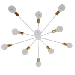 GLOBOSTAR® OLINDA 01383 Μοντέρνο Φωτιστικό Οροφής με Ντουί 10 x E27 AC 220-240V IP20 - Λευκό & Χρυσό - Μ95 x Π95 x Υ17cm