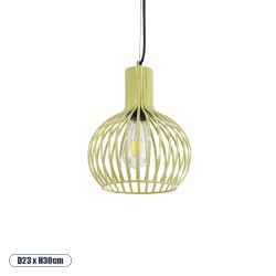 GLOBOSTAR® SCANDI 01387 Vintage Κρεμαστό Φωτιστικό Οροφής με Ντουί 1 x E27 AC 220-240V IP20 - Μπεζ - Μ23 x Π23 x Υ30cm