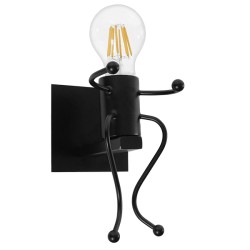 GLOBOSTAR® LITTLEMAN 01388 Vintage Φωτιστικό Τοίχου - Απλίκα με Ντουί 1 x E27 AC 220-240V IP20 - Μαύρο - Μ12 x Π19 x Υ17cm