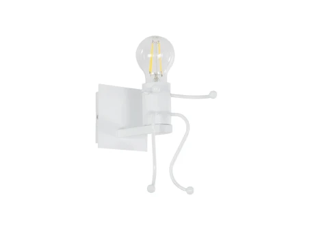GLOBOSTAR® LITTLEMAN 01389 Μοντέρνο Φωτιστικό Τοίχου - Απλίκα με Ντουί 1 x E27 AC 220-240V IP20 - Λευκό - Μ12 x Π19 x Υ17cm
