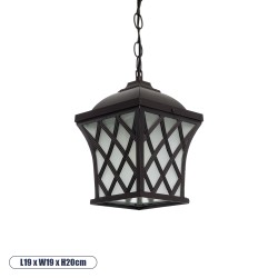 GLOBOSTAR® LINCOLN 01399 Vintage Κρεμαστό Φωτιστικό Οροφής με Ντουί 1 x E27 AC 220-240V IP20 - Καφέ & Διάφανο - Μ19 x Π19 x Υ20cm