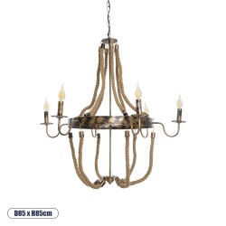 GLOBOSTAR® VICTORIAN 01404 Vintage Κρεμαστό Φωτιστικό Οροφής με Ντουί 6 x E14 AC 220-240V IP20 - Χάλκινο Εφέ Σκουριάς & Μπεζ - Μ85 x Π85 x Υ85cm