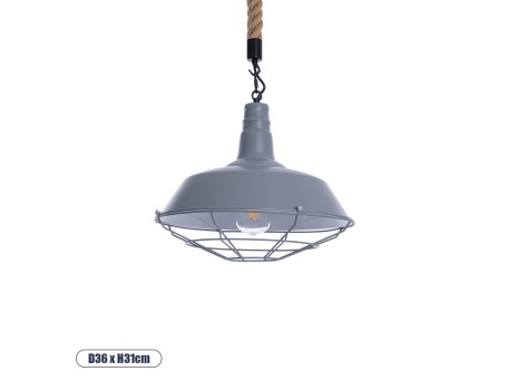 GLOBOSTAR® CRANE 01411 Vintage Κρεμαστό Φωτιστικό Οροφής με Ντουί 1 x E27 AC 220-240V IP20 - Γκρι & Μπεζ - Μ36 x Π36 x Y31cm