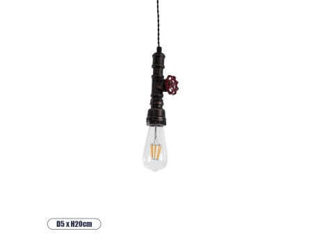 GLOBOSTAR® SPIGOT 01414 Vintage Κρεμαστό Φωτιστικό Οροφής με Ντουί 1 x E27 AC 220-240V IP20 - Καφέ & Κόκκινο - Μ5 x Π5 x Y20cm