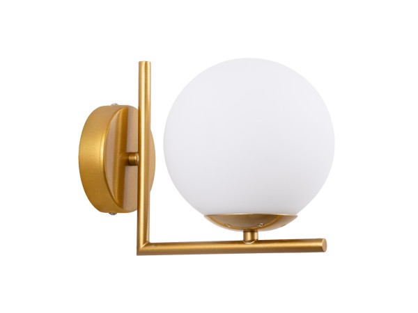 GLOBOSTAR® JADA 01426 Μοντέρνο Φωτιστικό Τοίχου - Απλίκα με Ντουί 1 x E27 AC 220-240V IP20 - Χρυσό & Λευκό - Μ15 x Π21.5 x Υ18cm