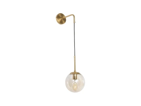GLOBOSTAR® MADISON 01427 Μοντέρνο Φωτιστικό Τοίχου - Απλίκα με Ντουί 1 x E27 AC 220-240V IP20 - Χρυσό & Μελί - Μ15 x Π25 x Υ65cm