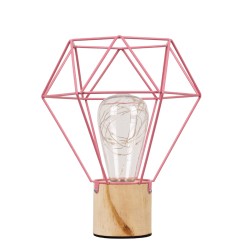 GLOBOSTAR® ANTLER 01442 Μοντέρνο Επιτραπέζιο Φωτιστικό LED 2.2W 154lm 360° DC 5V IP20 Θερμό Λευκό 2700K - DIODE - Ροζ & Μπεζ - Μ19 x Π19 x Υ23cm - 2 Χρόνια Εγγύηση