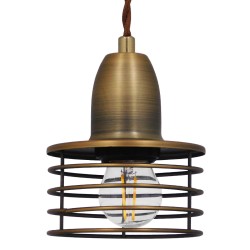 GLOBOSTAR® MANHATTAN 01454 Μοντέρνο Κρεμαστό Φωτιστικό Οροφής με Ντουί 1 x E27 AC 220-240V IP20 - Μπρούτζινο - Μ11 x Π11 x Υ14cm