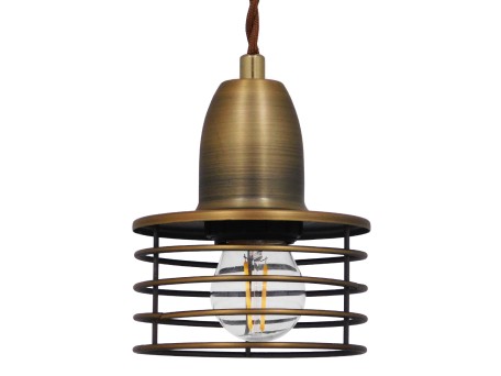 GLOBOSTAR® MANHATTAN 01454 Μοντέρνο Κρεμαστό Φωτιστικό Οροφής με Ντουί 1 x E27 AC 220-240V IP20 - Μπρούτζινο - Μ11 x Π11 x Υ14cm