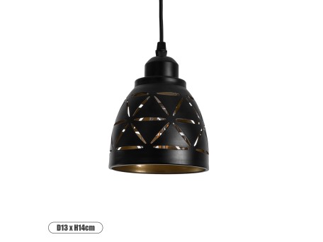 GLOBOSTAR® COOLIE 01475 Μοντέρνο Κρεμαστό Φωτιστικό Οροφής με Ντουί 1 x E27 AC 220-240V IP20 - Μαύρο & Χρυσό - Μ13 x Π13 x Υ14cm