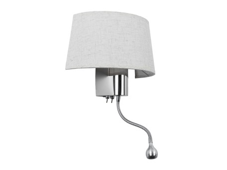 GLOBOSTAR® ELEGANT 01493 Μοντέρνο Φωτιστικό Τοίχου - Απλίκα Ξενοδοχείου Reading Light με Ντουί 1 x E27 LED 3W 360lm 36° AC 220-240V IP20 Θερμό Λευκό 2700K - Bridgelux COB Chip - Ασημί & Λευκό - Μ26 x Π16.5 x Υ33cm - 2 Χρόνια Εγγύηση