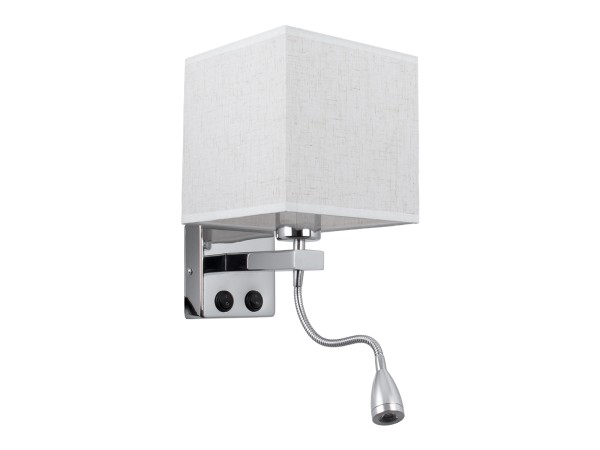 GLOBOSTAR® ELEGANT 01495 Μοντέρνο Φωτιστικό Τοίχου - Απλίκα Ξενοδοχείου Reading Light με Ντουί 1 x E27 LED 3W 360lm 36° AC 220-240V IP20 Θερμό Λευκό 2700K - Bridgelux COB Chip - Χρώμιο & Λευκό - Μ17 x Π21 x Υ43cm - 2 Χρόνια Εγγύηση GLOBOSTAR® ELEGANT 01495 Μοντέρνο Φωτιστικό Τοίχου - Απλίκα Ξενοδοχείου Reading Light με Ντουί 1 x E27 LED 3W 360lm 36° AC 220-240V IP20 Θερμό Λευκό 2700K - Bridgelux COB Chip - Χρώμιο & Λευκό - Μ17 x Π21 x Υ43cm - 2 Χρόνια Εγγύηση