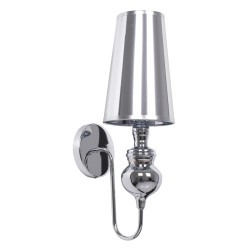 GLOBOSTAR® LAURA 01498 Μοντέρνο Φωτιστικό Τοίχου - Απλίκα με Ντουί 1 x E27 AC 220-240V IP20 - Ασημί - Μ21 x Π15 x Y48cm