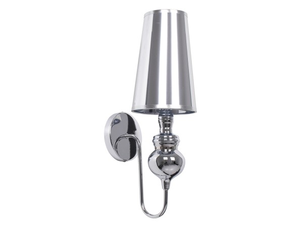 GLOBOSTAR® LAURA 01498 Μοντέρνο Φωτιστικό Τοίχου - Απλίκα με Ντουί 1 x E27 AC 220-240V IP20 - Ασημί - Μ21 x Π15 x Y48cm