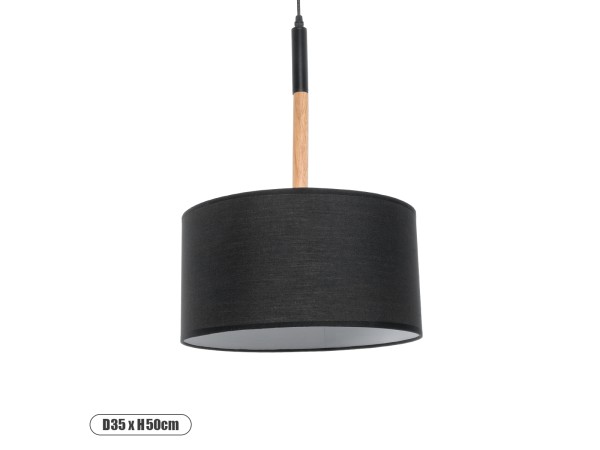 GLOBOSTAR® BRONX 01517 Μοντέρνο Κρεμαστό Φωτιστικό Οροφής με Ντουί 1 x E27 AC 220-240V IP20 - Μαύρο & Μπεζ - Μ35 x Π35 x Υ50cm