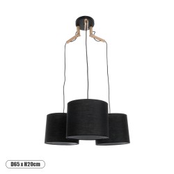 GLOBOSTAR® RAMSON 01525 Μοντέρνο Κρεμαστό Φωτιστικό Οροφής με Ντουί 3 x E27 AC 220-240V IP20 - Μαύρο & Μπεζ - Μ65 x Π65 x Υ20cm