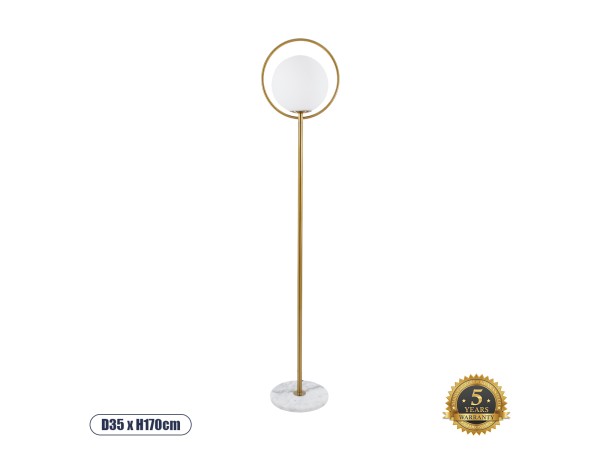 GLOBOSTAR® VERSAILLES 01543 Μοντέρνο Επιδαπέδιο Φωτιστικό με Ντουί 1 x E27 AC 220-240V IP20 - Χρυσό & Λευκό - Μ35 x Π35 x Υ170cm