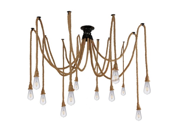 GLOBOSTAR® ATROX 01548 Vintage Κρεμαστό Φωτιστικό Οροφής με Ντουί 12 x E27 AC 220-240V IP20 - Μπεζ - Μ200 x Π200 x Υ100cm