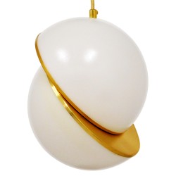 GLOBOSTAR® HUDSON 01554 Μοντέρνο Κρεμαστό Φωτιστικό Οροφής με Ντουί 1 x E27 AC 220-240V IP20 - Λευκό & Χρυσό - Μ20 x Π20 x Υ25cm