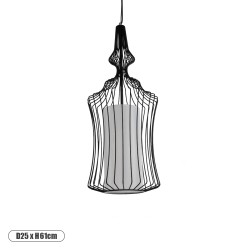 GLOBOSTAR® LILY 01559 Vintage Κρεμαστό Φωτιστικό Οροφής με Ντουί 1 x E27 AC 220-240V IP20 - Μαύρο & Λευκό - Μ25 x Π25 x Υ61cm
